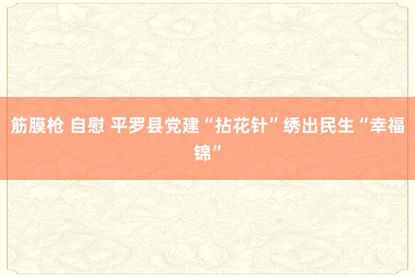 筋膜枪 自慰 平罗县党建“拈花针”绣出民生“幸福锦”