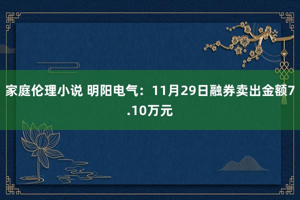 家庭伦理小说 明阳电气：11月29日融券卖出金额7.10万元