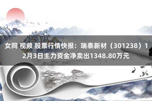 女同 视频 股票行情快报：瑞泰新材（301238）12月3日主力资金净卖出1348.80万元