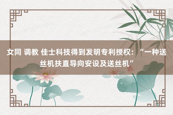 女同 调教 佳士科技得到发明专利授权：“一种送丝机扶直导向安设及送丝机”