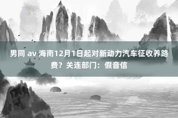 男同 av 海南12月1日起对新动力汽车征收养路费？关连部门：假音信
