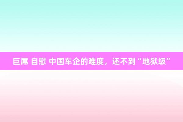 巨屌 自慰 中国车企的难度，还不到“地狱级”