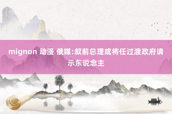 mignon 动漫 俄媒:叙前总理或将任过渡政府请示东说念主