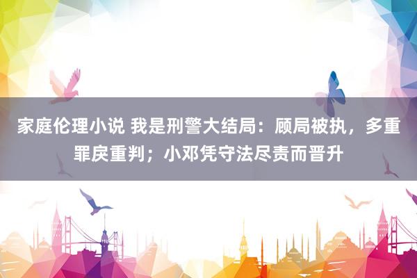 家庭伦理小说 我是刑警大结局：顾局被执，多重罪戾重判；小邓凭守法尽责而晋升