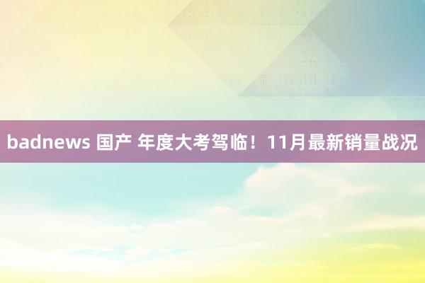 badnews 国产 年度大考驾临！11月最新销量战况