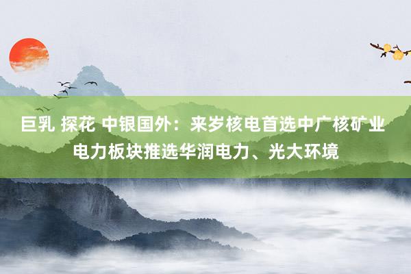 巨乳 探花 中银国外：来岁核电首选中广核矿业 电力板块推选华润电力、光大环境