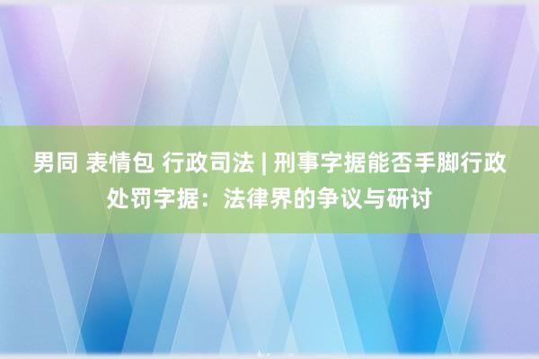 男同 表情包 行政司法 | 刑事字据能否手脚行政处罚字据:法律界的争议与研讨