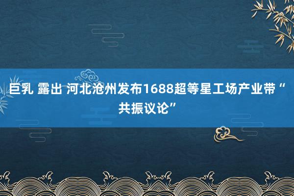 巨乳 露出 河北沧州发布1688超等星工场产业带“共振议论”