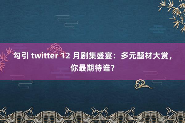 勾引 twitter 12 月剧集盛宴：多元题材大赏，你最期待谁？