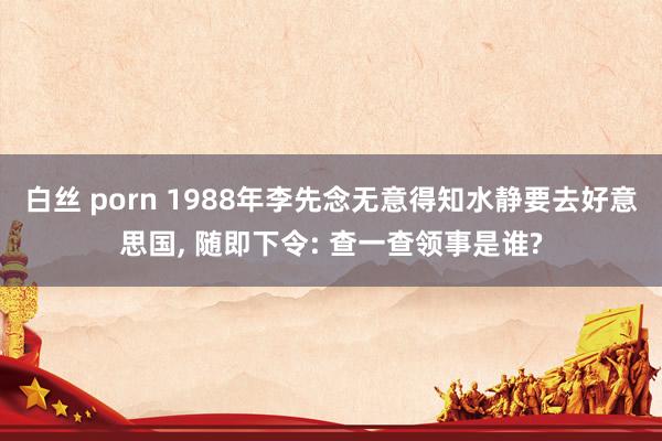 白丝 porn 1988年李先念无意得知水静要去好意思国， 随即下令: 查一查领事是谁?