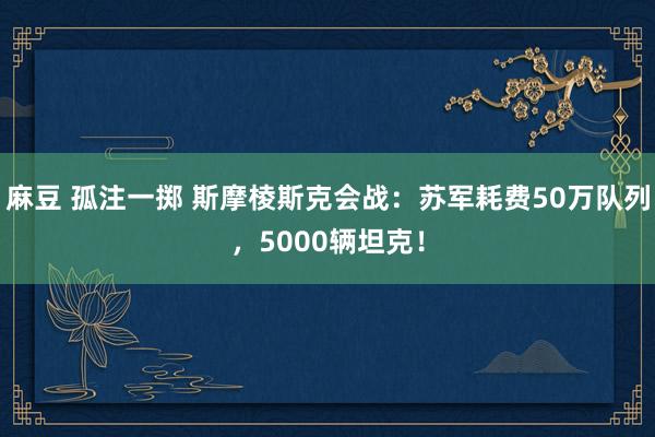 麻豆 孤注一掷 斯摩棱斯克会战：苏军耗费50万队列，5000辆坦克！