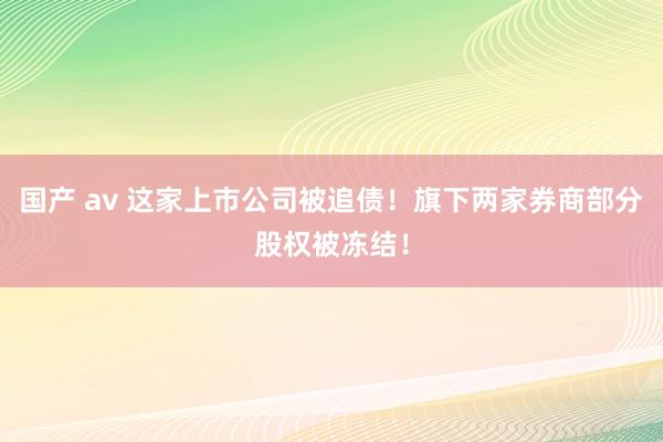 国产 av 这家上市公司被追债！旗下两家券商部分股权被冻结！