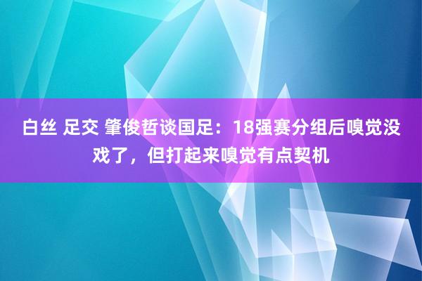 白丝 足交 肇俊哲谈国足：18强赛分组后嗅觉没戏了，但打起来嗅觉有点契机
