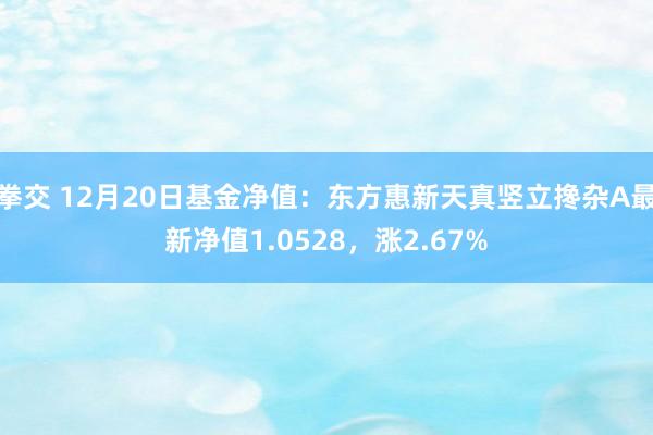 拳交 12月20日基金净值：东方惠新天真竖立搀杂A最新净值1.0528，涨2.67%