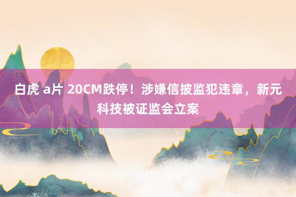 白虎 a片 20CM跌停！涉嫌信披监犯违章，新元科技被证监会立案