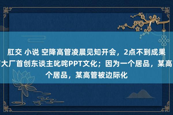 肛交 小说 空降高管凌晨见知开会，2点不到成果严重；电商大厂首创东谈主叱咤PPT文化；因为一个居品，某高管被边际化
