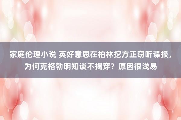 家庭伦理小说 英好意思在柏林挖方正窃听谍报，为何克格勃明知谈不揭穿？原因很浅易