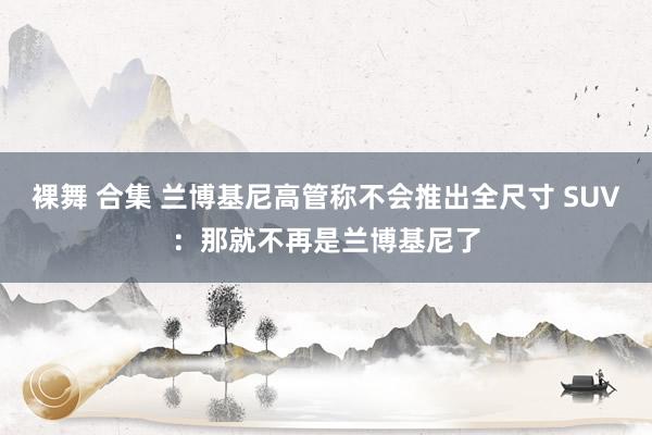 裸舞 合集 兰博基尼高管称不会推出全尺寸 SUV：那就不再是兰博基尼了