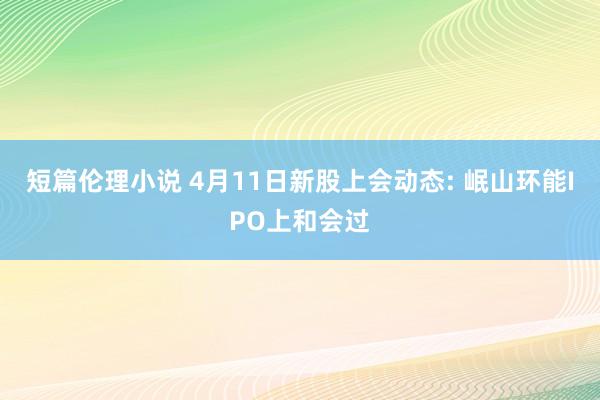 短篇伦理小说 4月11日新股上会动态: 岷山环能IPO上和会过