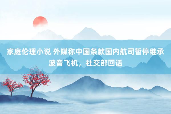 家庭伦理小说 外媒称中国条款国内航司暂停继承波音飞机，社交部回话