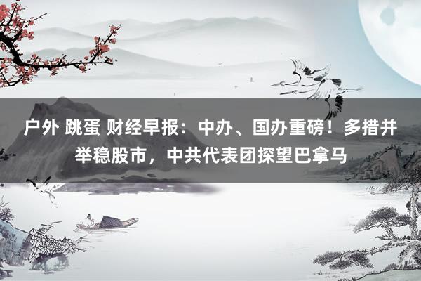 户外 跳蛋 财经早报：中办、国办重磅！多措并举稳股市，中共代表团探望巴拿马