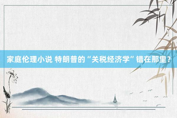 家庭伦理小说 特朗普的“关税经济学”错在那里？