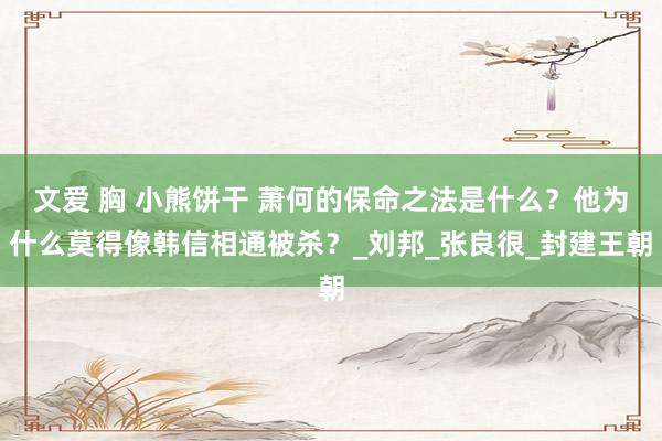 文爱 胸 小熊饼干 萧何的保命之法是什么？他为什么莫得像韩信相通被杀？_刘邦_张良很_封建王朝