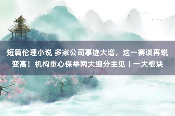 短篇伦理小说 多家公司事迹大增,这一赛谈再蜕变高!机构重心保举两大细分主见丨一大板块