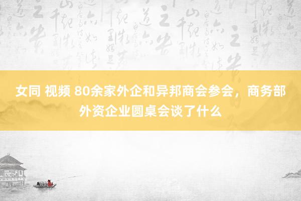 女同 视频 80余家外企和异邦商会参会，商务部外资企业圆桌会谈了什么
