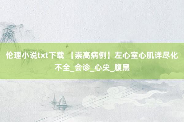 伦理小说txt下载 【崇高病例】左心室心肌详尽化不全_会诊_心尖_腹黑