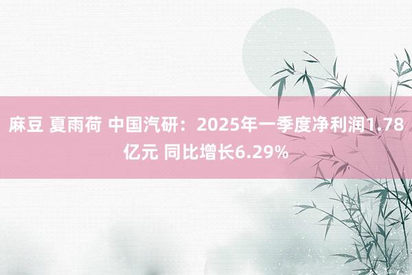 麻豆 夏雨荷 中国汽研：2025年一季度净利润1.78亿元 同比增长6.29%