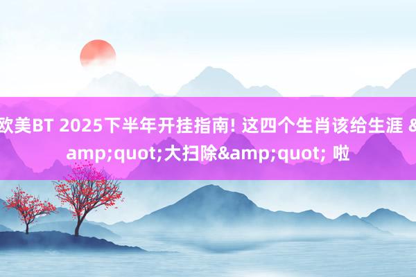欧美BT 2025下半年开挂指南! 这四个生肖该给生涯 &quot;大扫除&quot; 啦